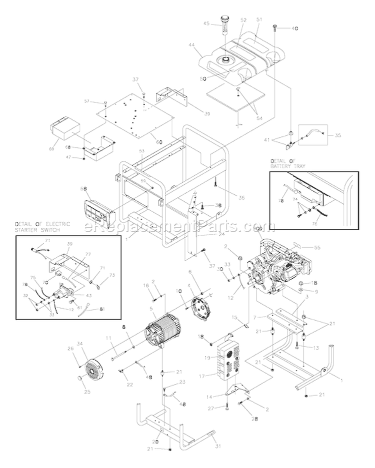 Page C Diagram and Parts List for 030247-1  Briggs and Stratton Generator